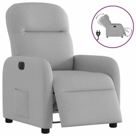 Sillón reclinable eléctrico de tela gris nube