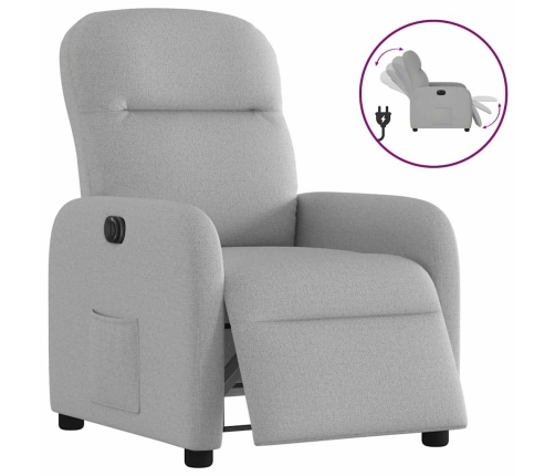 Sillón reclinable eléctrico de tela gris nube