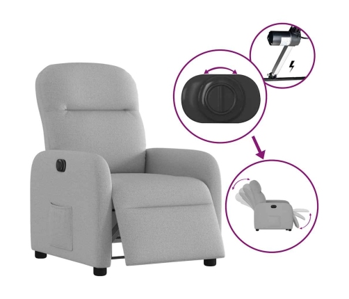 Sillón reclinable eléctrico de tela gris nube