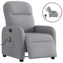 Sillón reclinable de masaje eléctrico tela gris claro