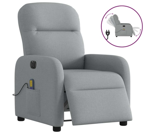 Sillón reclinable de masaje eléctrico tela gris claro