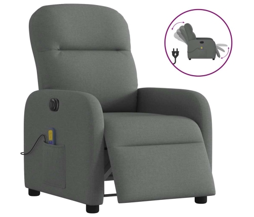 Sillón reclinable de masaje eléctrico tela gris oscuro