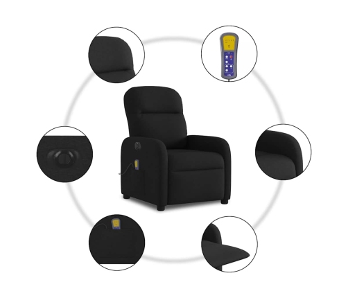 Sillón reclinable de masaje eléctrico tela negro