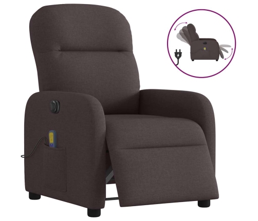 Sillón reclinable de masaje eléctrico tela marrón oscuro