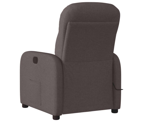 Sillón reclinable de masaje eléctrico tela marrón oscuro