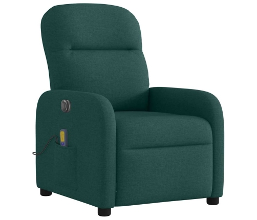 Sillón reclinable de masaje eléctrico tela verde oscuro