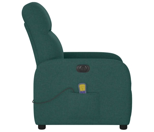 Sillón reclinable de masaje eléctrico tela verde oscuro