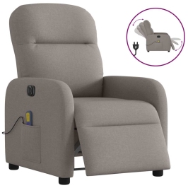 Sillón reclinable de masaje eléctrico tela gris taupe