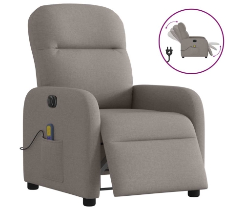 Sillón reclinable de masaje eléctrico tela gris taupe