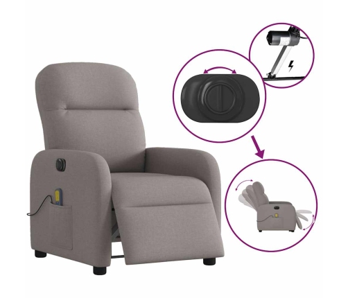 Sillón reclinable de masaje eléctrico tela gris taupe