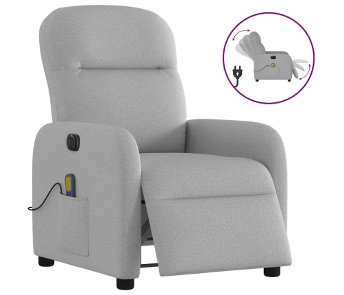 Sillón reclinable de masaje eléctrico tela gris nube