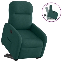 Sillón reclinable elevable tela verde oscuro