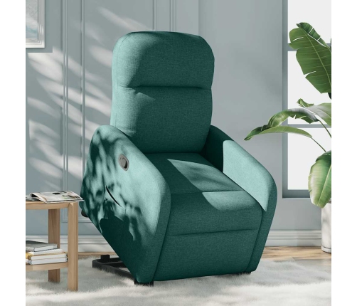 Sillón reclinable elevable tela verde oscuro