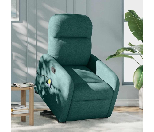 Silla de masaje reclinable de pie de tela verde oscura