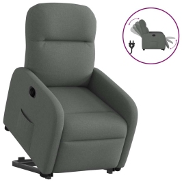 Sillón eléctrico reclinable elevable de tela gris oscuro