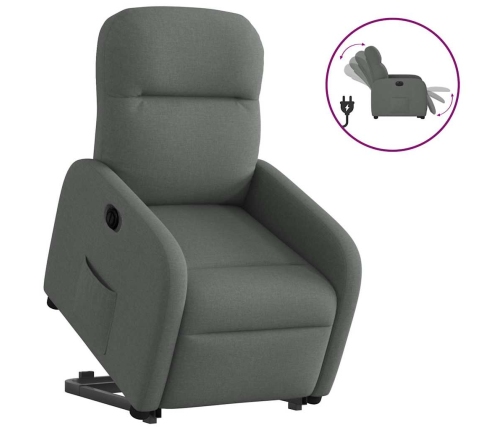 Sillón eléctrico reclinable elevable de tela gris oscuro