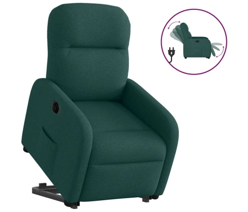 Sillón eléctrico reclinable elevable de tela verde oscuro