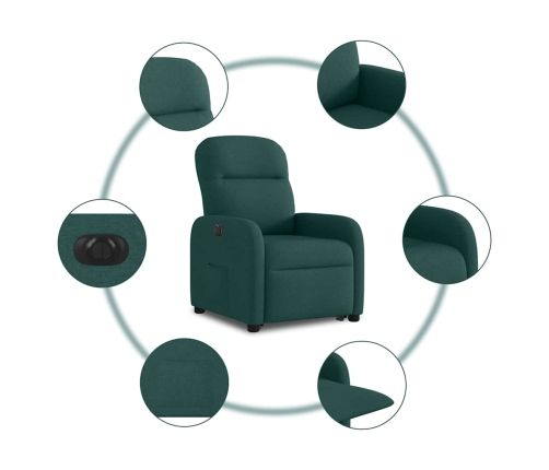 Sillón eléctrico reclinable elevable de tela verde oscuro