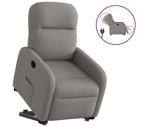 Sillón eléctrico reclinable elevable de tela gris taupe