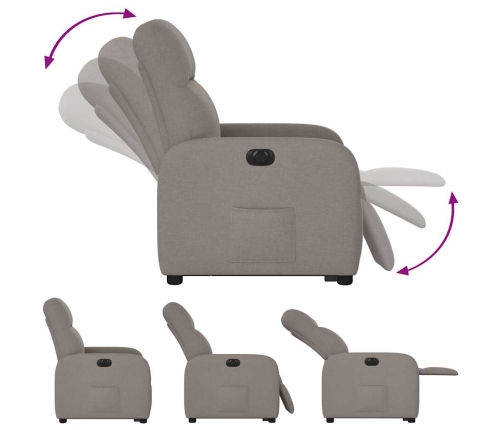 Sillón eléctrico reclinable elevable de tela gris taupe