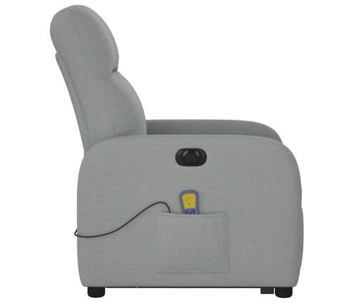 Sillón de masaje eléctrico reclinable elevable tela gris claro