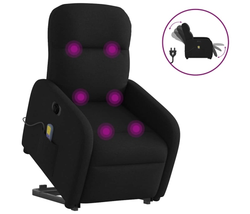 Sillón de masaje eléctrico reclinable elevable tela negro