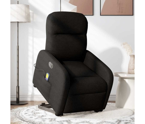 Sillón de masaje eléctrico reclinable elevable tela negro