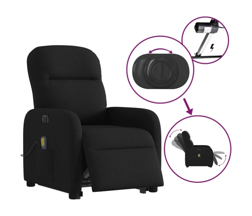 Sillón de masaje eléctrico reclinable elevable tela negro