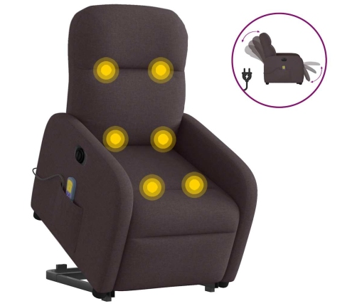 Sillón masaje eléctrico reclinable elevable tela marrón oscuro