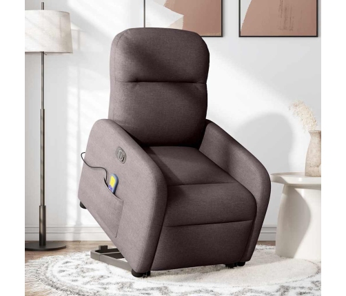 Sillón masaje eléctrico reclinable elevable tela marrón oscuro