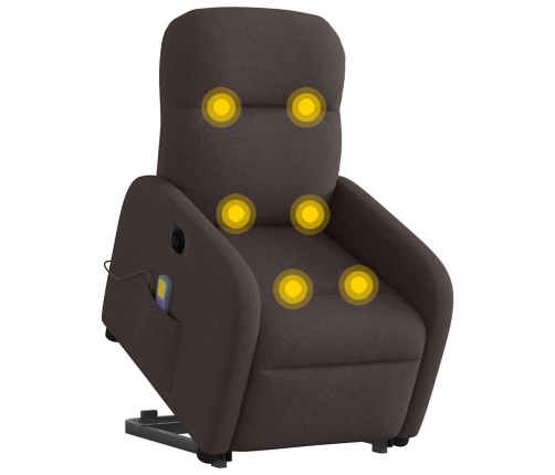 Sillón masaje eléctrico reclinable elevable tela marrón oscuro