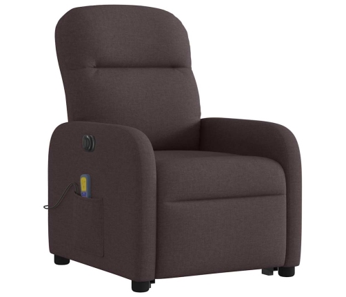 Sillón masaje eléctrico reclinable elevable tela marrón oscuro