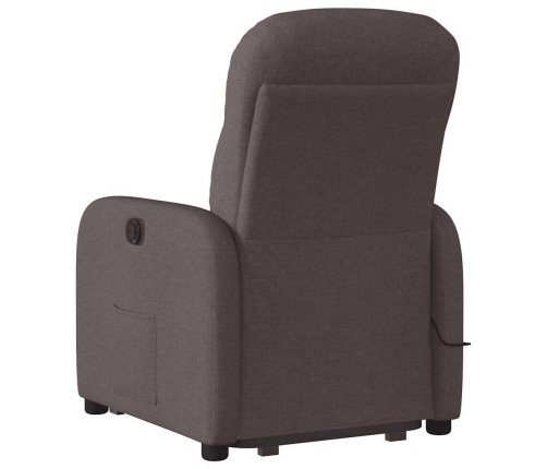 Sillón masaje eléctrico reclinable elevable tela marrón oscuro