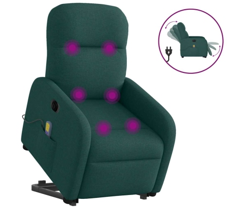 Sillón masaje eléctrico reclinable elevable tela verde oscuro