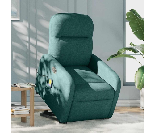 Sillón masaje eléctrico reclinable elevable tela verde oscuro