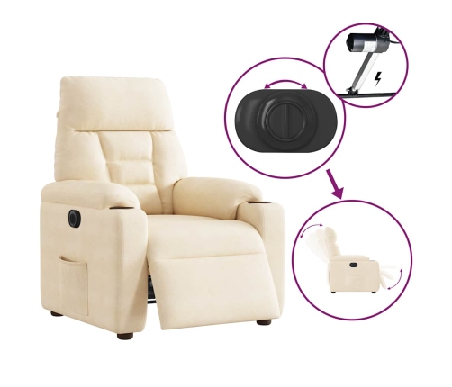 Sillón reclinable eléctrico tela de microfibra beige