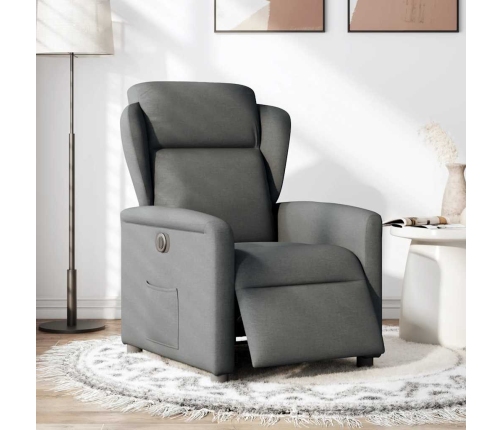 Sillón reclinable eléctrico de tela gris oscuro