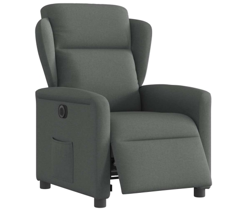 Sillón reclinable eléctrico de tela gris oscuro