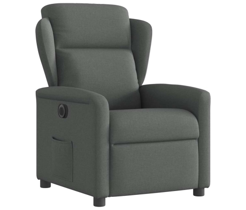 Sillón reclinable eléctrico de tela gris oscuro