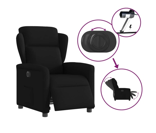 Sillón reclinable eléctrico de tela negro