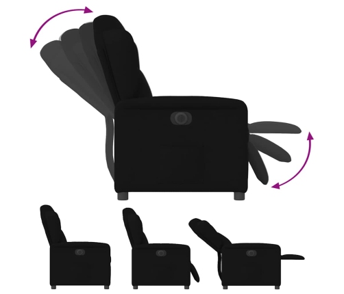 Sillón reclinable eléctrico de tela negro