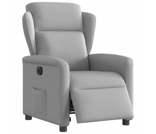 Sillón reclinable eléctrico de tela gris nube