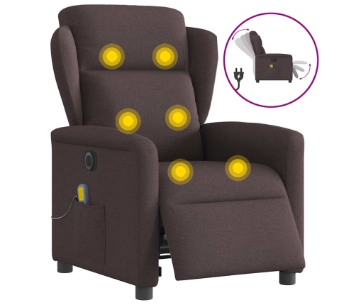 Sillón reclinable de masaje eléctrico tela marrón oscuro