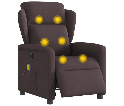 Sillón reclinable de masaje eléctrico tela marrón oscuro