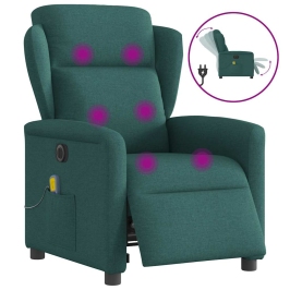 Sillón reclinable de masaje eléctrico tela verde oscuro