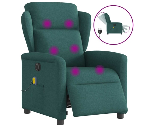 Sillón reclinable de masaje eléctrico tela verde oscuro