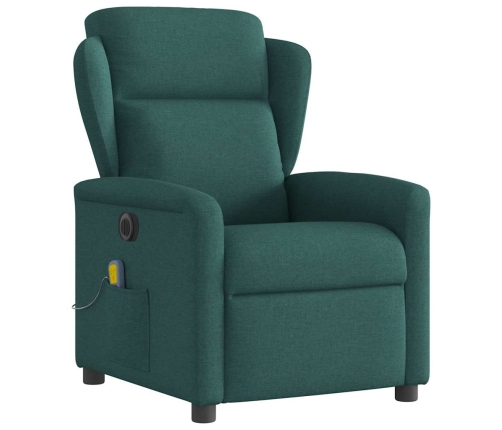 Sillón reclinable de masaje eléctrico tela verde oscuro