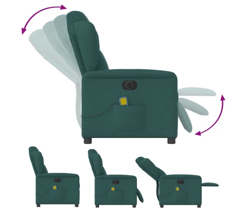 Sillón reclinable de masaje eléctrico tela verde oscuro