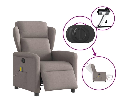 Sillón reclinable de masaje eléctrico tela gris taupe