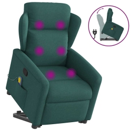 Silla de masaje reclinable de pie de tela verde oscura